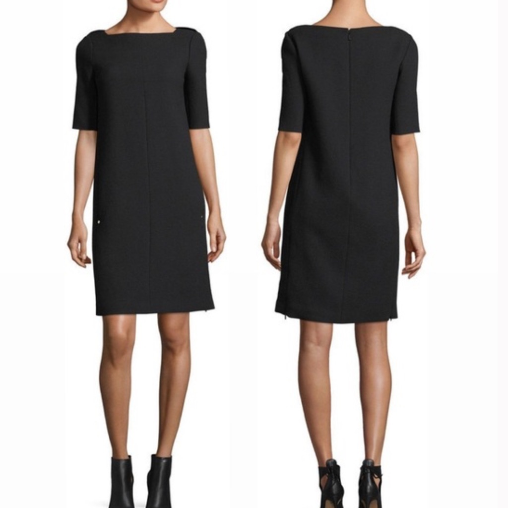 Lafayette 148 Cyra Lace Panel Square-Neck Dress